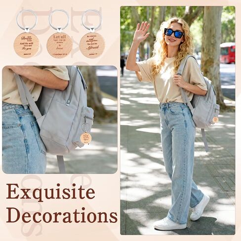 70 Set Christian Keychain Bulk with Drawstring Bags Inspirational Quotes Bible Verse Wooden KeyChain Women Men Religious gift for Church in Kuwait