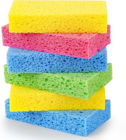 12 قطعة من إسفنجات السليلوز، إسفنجات مطبخ مضادة للخدش للأطباق، إسفنجة تنظيف الأطباق المضغوطة الملونة للمنزل وأدوات الطبخ والحمام in Kuwait