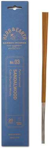 HERB & Earth H&E Bamboo Incense - Sandalwood- 20 Sticks by Nippon KODO, Japanese Quality Incense Since 1575 in Kuwait