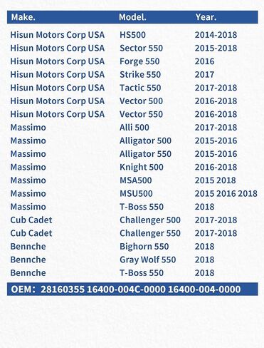 حاقن الوقود لـ HiSun ​​EFI UTV ATV 450 500 550 Axis 500 Massimo TSC MSU YS Coleman Outfitter 500 UT500 Cub cadet Challenger 550 Sector 550 Vector 500-Replace 28160355 16400-004C-0000 in Kuwait