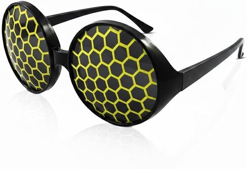 Vaulted Skulls & Co Insect Glasses Costume | Honey Bee Glasses | Bumble Bee Accessory | Honeycomb Sunglasses | Standard Size in Kuwait