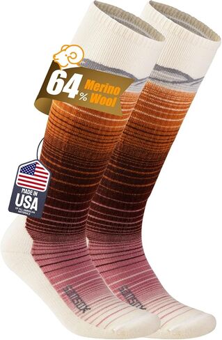 Merino Wool Ski Socks, Made in USA, 64% Merino Wool, Lightweight Targeted Cushion, Skiing Socks for Men & Women in Kuwait