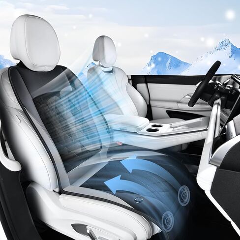 FLORICH Cooling Car Seat Cover, Ventilated Seat Cushion Cooling Car Seat Pad for Summer Driving with 8 Powerful Turbo Fans Universal Fit for Car SUV Truck Van-Dark Black in Kuwait