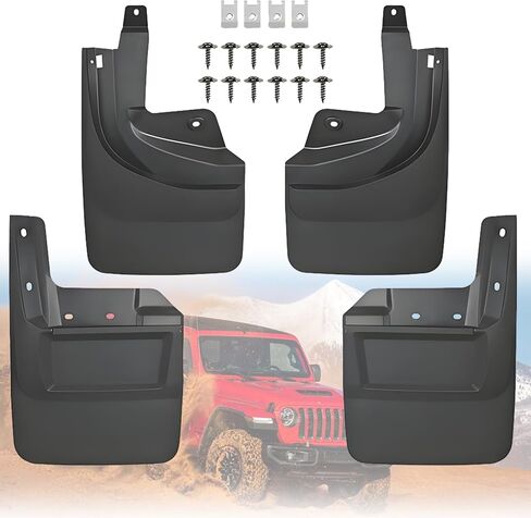 Heavy Duty Car Mud Flaps Splash Guards Mudguard Compatible with Jeep Wrangler Rubicon 2019 2020 2021 2022 2023 2024 2025 Front and Rear Mudflaps with Screw Accessories & Car Wash Towels, 4Pcs in Saudi Arabia