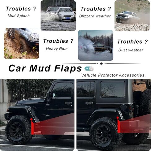 Heavy Duty Car Mud Flaps Splash Guards Mudguard Compatible with Jeep Wrangler Rubicon 2019 2020 2021 2022 2023 2024 2025 Front and Rear Mudflaps with Screw Accessories & Car Wash Towels, 4Pcs in Saudi Arabia