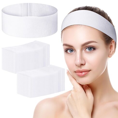 500 Pieces Disposable Spa Facial Headbands White Stretch Non Woven Facial Headband with Convenient Closure Soft Skin Care Hair Band for Women Salons in Saudi Arabia