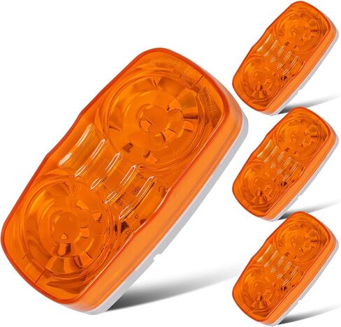 4x RV مقطورة علامة LED ضوء بولسي/عين النمر/ضوء إزالة الفقاعات المزدوجة 12 كهرمان 4x2 12 فولت مستطيل LED ضوء علامة جانبية سطح جبل شاحنات التخييم RVS in Saudi Arabia