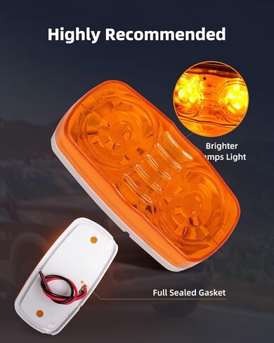 4x RV مقطورة علامة LED ضوء بولسي/عين النمر/ضوء إزالة الفقاعات المزدوجة 12 كهرمان 4x2 12 فولت مستطيل LED ضوء علامة جانبية سطح جبل شاحنات التخييم RVS in Saudi Arabia
