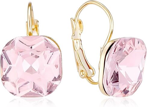 Sparkling Square Crystal Drop Earrings for Women - Fashion Dangle Hoop leverback Earrings Sparkly Rhinestone Geometric Design with Multiple Color Options, Brides, Bridesmaids, Wedding Jewelry in Saudi Arabia