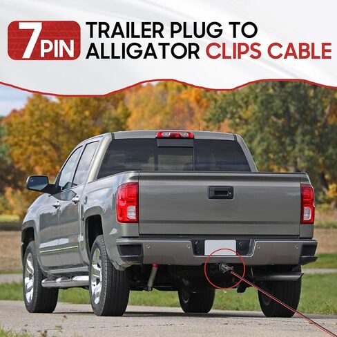 7 Way Trailer Plug to Alligator Clips Cable, 10AWG 7 Pin 12V Power Access to Crocodile Clip Connector, Power Source for RV Truck Trailer Quick Connect 6.5FT in Kuwait