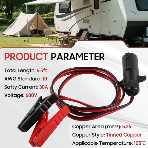 7 Way Trailer Plug to Alligator Clips Cable, 10AWG 7 Pin 12V Power Access to Crocodile Clip Connector, Power Source for RV Truck Trailer Quick Connect 6.5FT in Kuwait