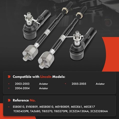 A-Premium Set of 4, Front Inner and Outer Tie Rod End Kit, Compatible with Lincoln Aviator 2003 2004 2005 in Saudi Arabia