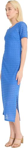 Donna Morgan Women's Women's Short Sleeve Round Neck Fitted Midi Length Side Slit Special Occasion Cocktail Dress in Saudi Arabia