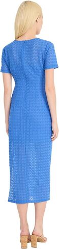 Donna Morgan Women's Women's Short Sleeve Round Neck Fitted Midi Length Side Slit Special Occasion Cocktail Dress in Saudi Arabia
