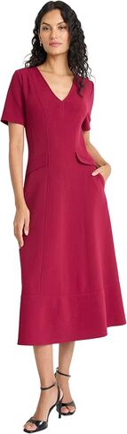 Maggy London Women's Women's V-Neck Short Sleeve Midi Dress with A-line Silhouette - Cocktail Dresses for Women in Saudi Arabia