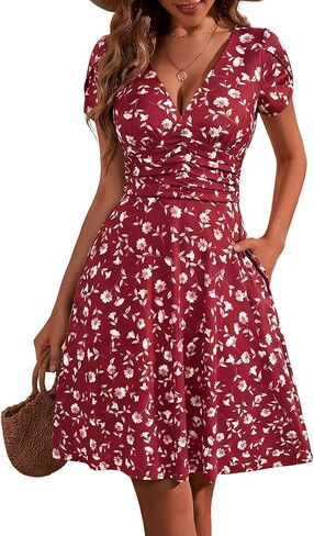 GUBERRY Women Summer Dresses Midi Milkmaid Corset V Neck A Line Sundresses for Women in Kuwait