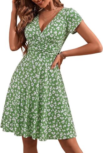 GUBERRY Women Summer Dresses Midi Milkmaid Corset V Neck A Line Sundresses for Women in Kuwait