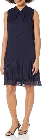 DKNY Womens Sleeveless Tie Neck Pleated Dress in Saudi Arabia