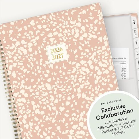 Blue Sky The Everygirl 2026-2027 تقويم مخطط العام الأكاديمي الأسبوعي والشهري، يوليو 2026 - يونيو 2027، 8.5 بوصة × 11 بوصة، غطاء مرن، سلكي، علامات تبويب مغلفة، جيب تخزين، يتضمن ملصقات، وردة صحراء البنغالا in Saudi Arabia