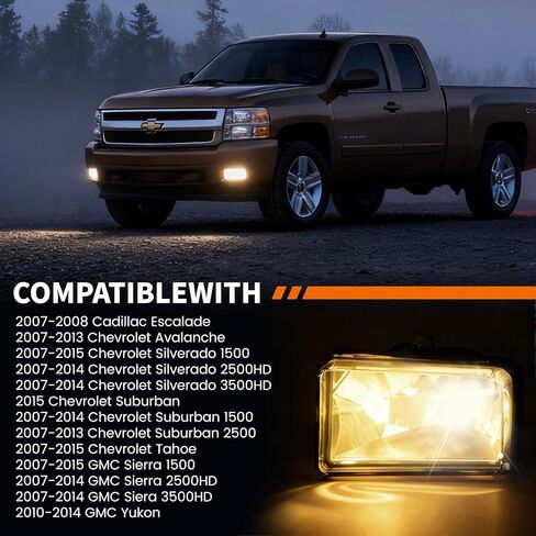 مصابيح الضباب الممتصة للصدمات متوافقة مع 2007-2015 تشيفي سيلفرادو أفالانش سوبربان جي إم سي سييرا يوكون للسائق ومصابيح الضباب الجانبية للركاب، تحل محل 25883245،25883246، GM2593160، GM2592160 in Kuwait