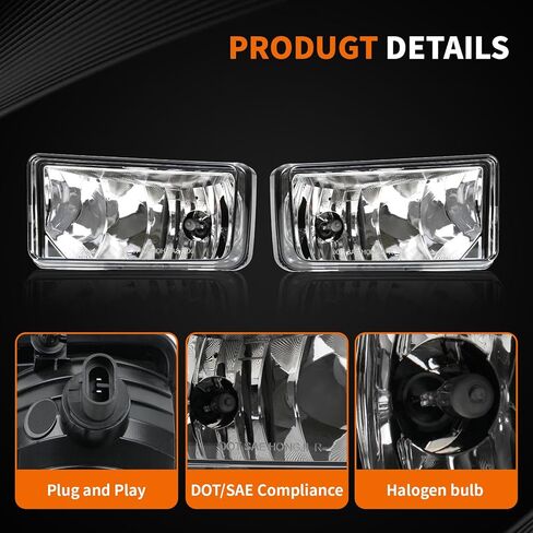 مصابيح الضباب الممتصة للصدمات متوافقة مع 2007-2015 تشيفي سيلفرادو أفالانش سوبربان جي إم سي سييرا يوكون للسائق ومصابيح الضباب الجانبية للركاب، تحل محل 25883245،25883246، GM2593160، GM2592160 in Kuwait