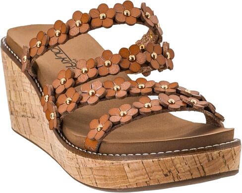 Corkys Footwear Women's Let's Be Friends Wedge - بكعب 2.5 بوصة، ونعل داخلي مبطن من مادة EVA للارتداء طوال اليوم، وجزء علوي من الزهور بأشرطة لمظهر ربيعي لطيف in Kuwait