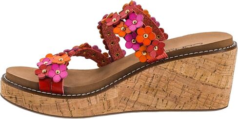 Corkys Footwear Women's Let's Be Friends Wedge - بكعب 2.5 بوصة، ونعل داخلي مبطن من مادة EVA للارتداء طوال اليوم، وجزء علوي من الزهور بأشرطة لمظهر ربيعي لطيف in Kuwait