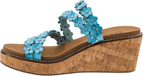Corkys Footwear Women's Let's Be Friends Wedge - بكعب 2.5 بوصة، ونعل داخلي مبطن من مادة EVA للارتداء طوال اليوم، وجزء علوي من الزهور بأشرطة لمظهر ربيعي لطيف in Kuwait