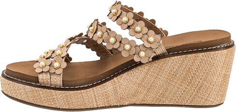 Corkys Footwear Women's Let's Be Friends Wedge - بكعب 2.5 بوصة، ونعل داخلي مبطن من مادة EVA للارتداء طوال اليوم، وجزء علوي من الزهور بأشرطة لمظهر ربيعي لطيف in Kuwait