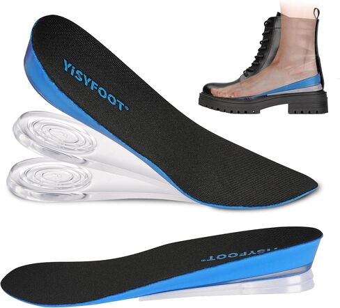 نعال داخلية لزيادة الارتفاع قابلة للتعديل للرجال، حشوات لرفع الكعب مع امتصاص الصدمات وبطانة مريحة، نعال داخلية للأحذية مخفية ومحمولة (أزرق، بيج) in Kuwait