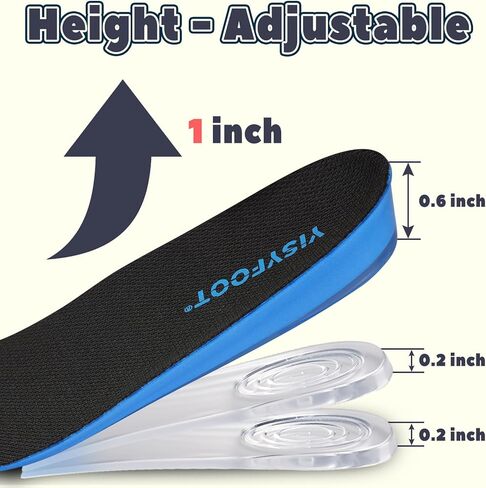 Adjustable Height Increase Insoles for Men, Heel Lifts Inserts with Shock Absorption & Comfort Cushioning, Hidden & Portable Shoe Insoles (Blue, Lager) in Saudi Arabia