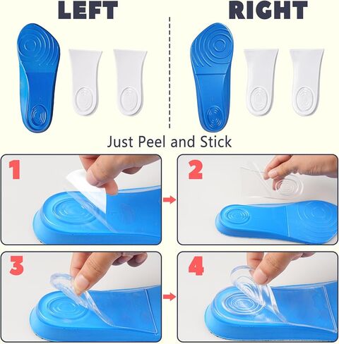 Adjustable Height Increase Insoles for Men, Heel Lifts Inserts with Shock Absorption & Comfort Cushioning, Hidden & Portable Shoe Insoles (Blue, Lager) in Saudi Arabia