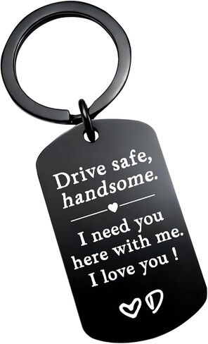 ZEARPT Drive Safe Keychain for Boyfriend, Personalized Drive Safe Handsome Keyring Birthday Valentine’s Day Gifts in Saudi Arabia