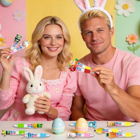 24PCS Easters Fun Pen Bulk Mini Multicolor 4 in 1 Ballpoint Cute Retractable Pens for Easters Birthdays Parties Prizes Office Writing Supplies Goodie Bag Stuffers in Saudi Arabia