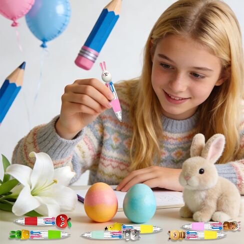 24PCS Easters Fun Pen Bulk Mini Multicolor 4 in 1 Ballpoint Cute Retractable Pens for Easters Birthdays Parties Prizes Office Writing Supplies Goodie Bag Stuffers in Saudi Arabia