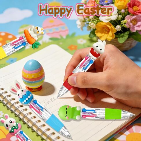 24PCS Easters Fun Pen Bulk Mini Multicolor 4 in 1 Ballpoint Cute Retractable Pens for Easters Birthdays Parties Prizes Office Writing Supplies Goodie Bag Stuffers in Saudi Arabia