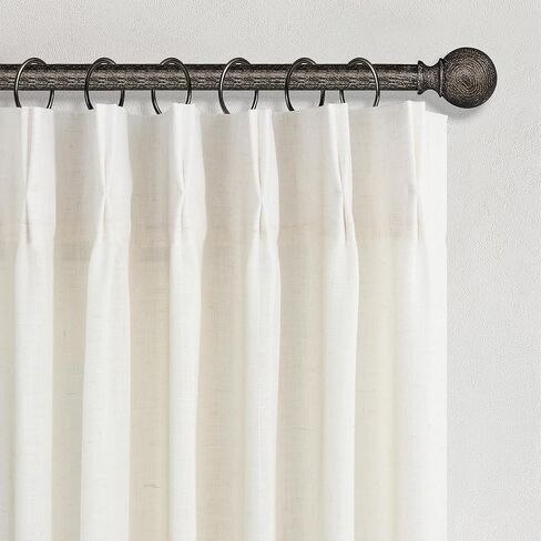 ستائر كتان كريمية مطوية بقرصة طبيعية بطول 84 بوصة 2 لوح لغرفة المعيشة وغرفة النوم عاجي شبه شفاف مرشح للضوء مزرعة حديثة بوهو محايدة ريفية ستائر طويلة حلقات خطافات مطوية بعلامة تبويب خلفية in Kuwait