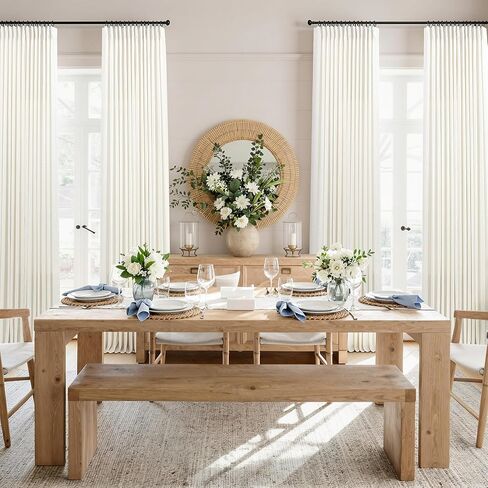 ستائر كتان كريمية مطوية بقرصة طبيعية بطول 84 بوصة 2 لوح لغرفة المعيشة وغرفة النوم عاجي شبه شفاف مرشح للضوء مزرعة حديثة بوهو محايدة ريفية ستائر طويلة حلقات خطافات مطوية بعلامة تبويب خلفية in Kuwait