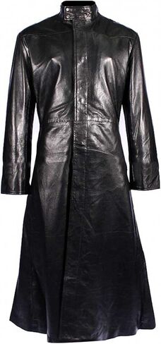 SpazeUp Vintage Gaming Trench Coat Men - Halloween Cosplay Costumes for Mens - Black Leather Trench Coat Men in Kuwait