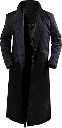 SpazeUp Vintage Gaming Trench Coat Men - Halloween Cosplay Costumes for Mens - Black Leather Trench Coat Men in Saudi Arabia