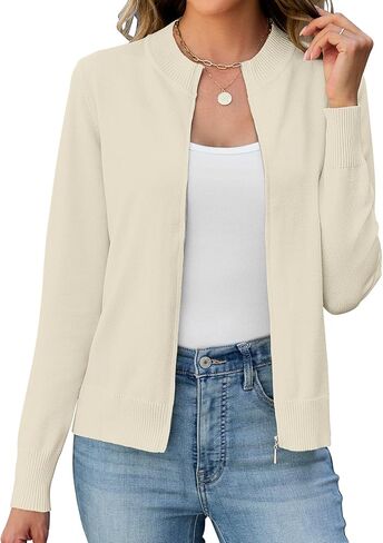 Halife Womens Zip Up Cardigan Sweaters Long Sleeve Lightweight Casual Zipper Knitted Sweatshirts Jacket in Kuwait