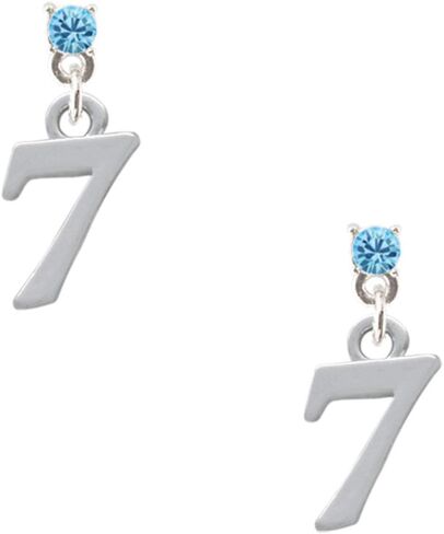 Number - 7 - Crystal Post Earrings in Saudi Arabia