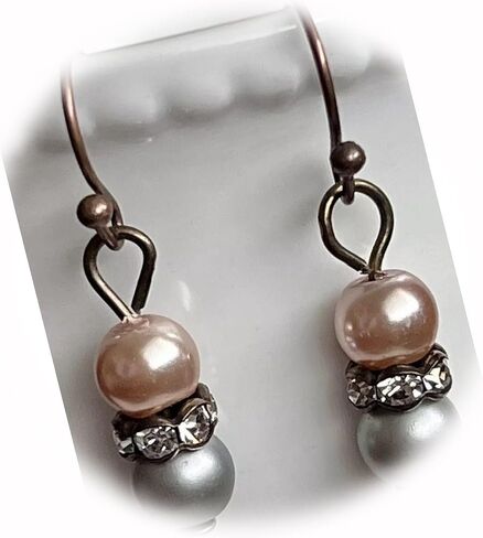The New Little Pearl and Rhinestone Earrings Dusty Pink and Grey Ideal for Creating Unique Accessories and Decorations KATE1O02722 in Saudi Arabia
