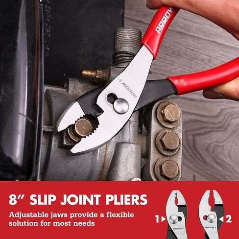 ARROW 8PCS Pliers & Wrench Set, 6" Needle Nose Pliers, 6" Diagonal, 7" Linesman, 8" Slip Joint, 8" & 10" & 12" Groove Joint and CRV 8" Adjustable Wrench, Portable Rolling Bag With Handle in Kuwait