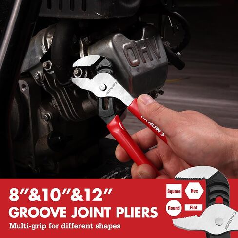 ARROW 8PCS Pliers & Wrench Set, 6" Needle Nose Pliers, 6" Diagonal, 7" Linesman, 8" Slip Joint, 8" & 10" & 12" Groove Joint and CRV 8" Adjustable Wrench, Portable Rolling Bag With Handle in Kuwait