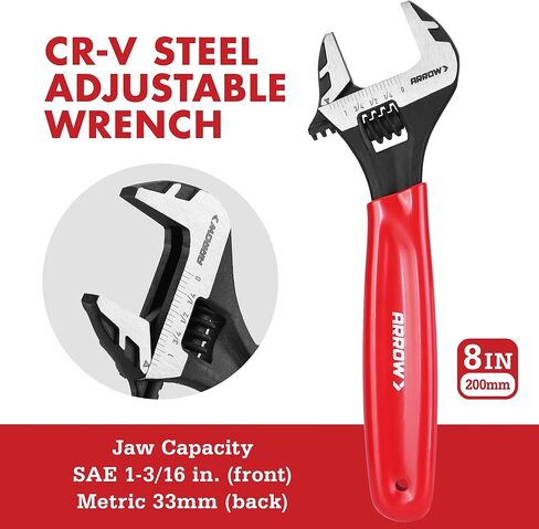 ARROW 8PCS Pliers & Wrench Set, 6" Needle Nose Pliers, 6" Diagonal, 7" Linesman, 8" Slip Joint, 8" & 10" & 12" Groove Joint and CRV 8" Adjustable Wrench, Portable Rolling Bag With Handle in Kuwait