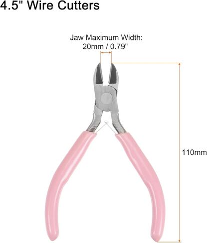 HARFINGTON Wire Cutters 4.5 Inch Diagonal Cutting Side Precision Pliers with Pink Plastic Handle for DIY Crafts Jewelry Making in Saudi Arabia