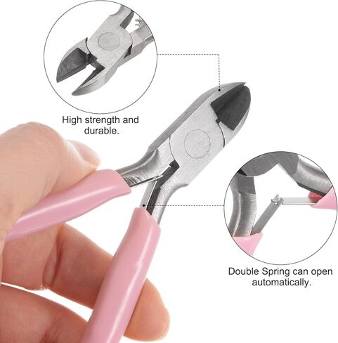 HARFINGTON Wire Cutters 4.5 Inch Diagonal Cutting Side Precision Pliers with Pink Plastic Handle for DIY Crafts Jewelry Making in Saudi Arabia