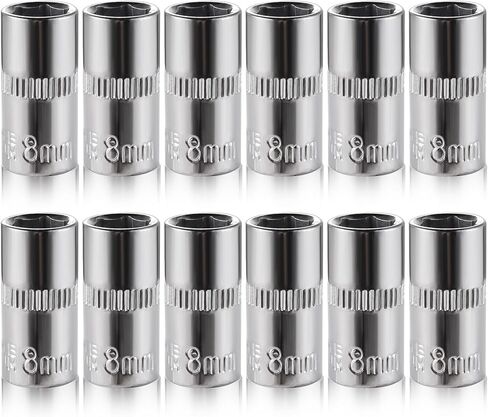 [12pcs] Durable 8mm Socket, 1/4 socket set,Shallow Socket 1/4 Inch Drive 8mm 6 Point, CORROSION RESISTANCE in Kuwait