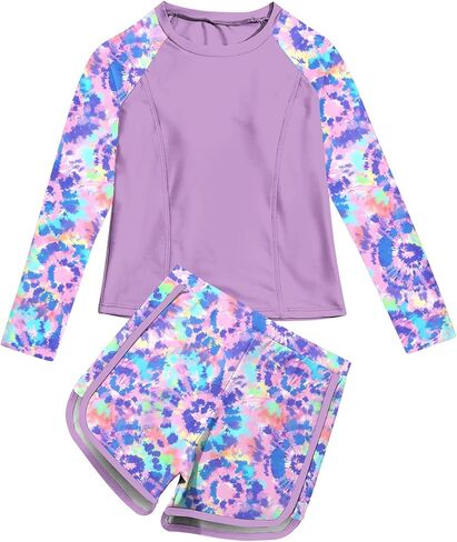 Vogseek Girls Rash Guard Swimsuits 2 Piece Bathing Suit UPF 50+ Summer Swimwear Size 7-12T in Saudi Arabia